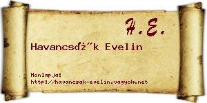 Havancsák Evelin névjegykártya